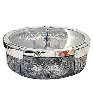 High-End Multi-Compartment Sealed Glacier Pattern Dry Fruit Tray, Living Room Coffee Table Snack Holder, Nuts Storage Box, Fruit Dish