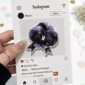 Purple Pansy Phone Grip Magsafe, Elegant Dark Floral Phone Holder, Mysterious Style Phone Grip, Dark Kindle Grip, Gift for Girls Boys