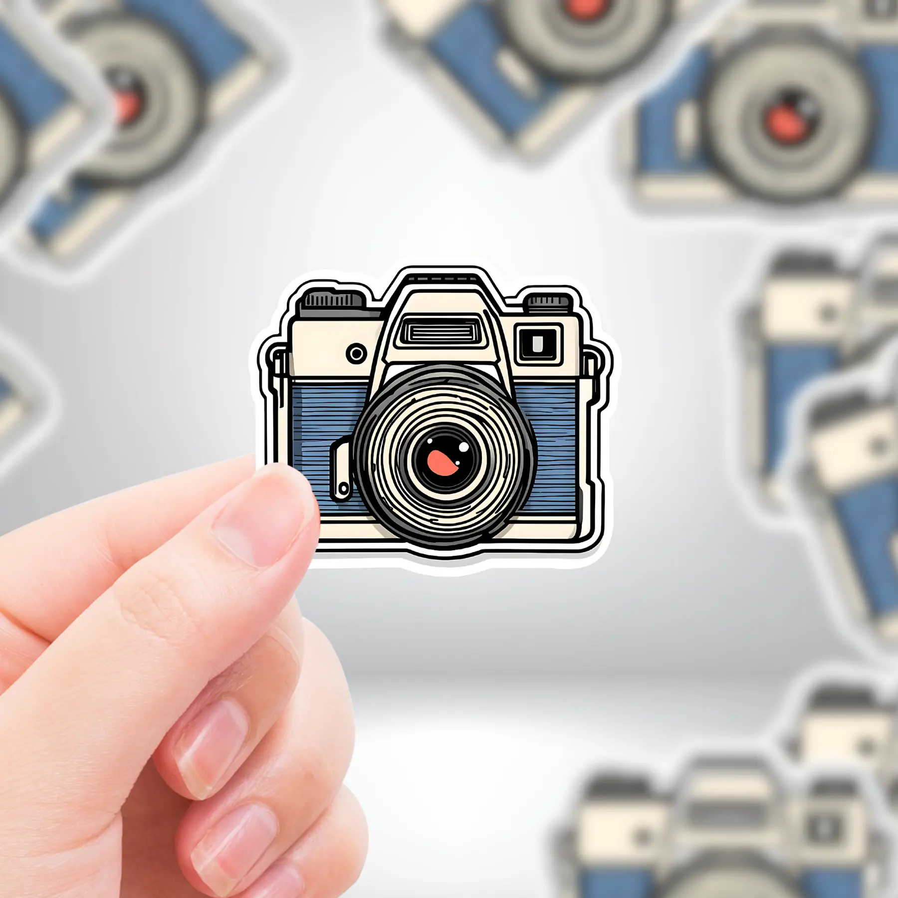 Realistic Camera Cartoon Sticker - For Art & Photographers Durable Vinyl