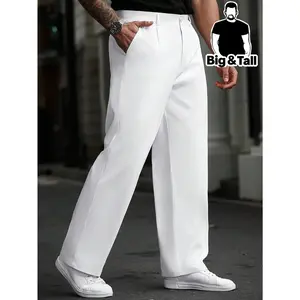 Men's White Wide Leg Dress Pants | Y2K Streetwear Formal Trousers