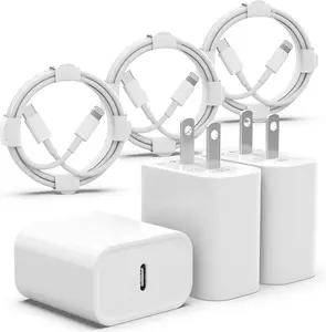 Fast  Set - 20W PD USB C Wall Charger With 6FT  for  14/14 Pro Max/13/13 Pro/12/12 Pro/11/11 Pro/XS, Pad (3 Pack)