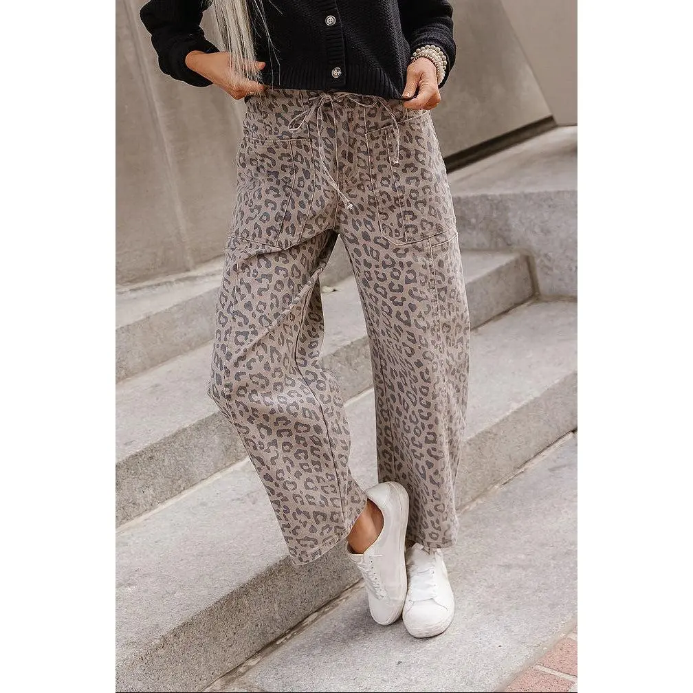 Bowie Pants - Leopard |Womens Barrel Leopard Pants Casual Cute| Plus Size