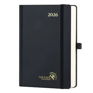 POPRUN 2026 Daily Planner One Page Per Day A5 Size Calendar (5.75" x 8.5") - 12 Months Hourly Appointment Book with Hardcover, Pocket, Pen Holder