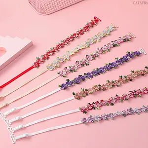 2‑Pack Vibrant Floral Embroidered Lace Bra Straps, Women’s Boho Decorative Replaceable Shoulder Straps, Soft Adjustable Stylish Accessory for Daily Wear, Party & Casual Outfits