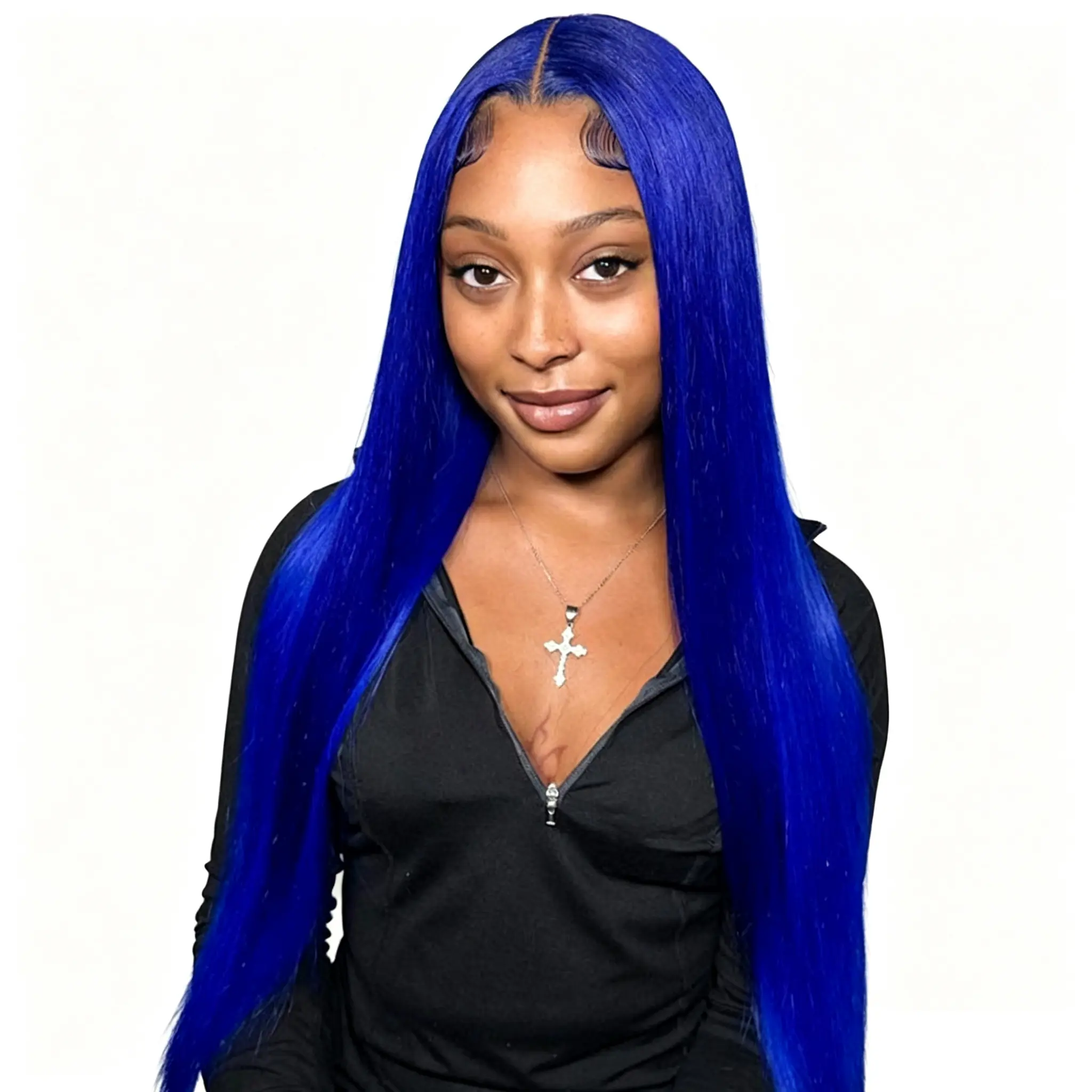 Yeswigs Colored Blue HD Lace Front Wigs Human Hair Straight Full HD Lace Frontal Wigs Cyan 13x4 13x6 Transparent Lace Front Wig 100% Human Hair Wigs For Black Women Pre Plucked With Baby Hair Royal Blue Colored Wigs for Women