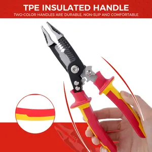 NORIX 9 Inch 1000V Insulated Wire Pliers 7-in-1 Electrician's Tool with TPE Handles Heavy Duty Multipurpose Cutter Stripping Professional Hand Tool for Home Office Cutting Hardware Screw Less Iron Wire