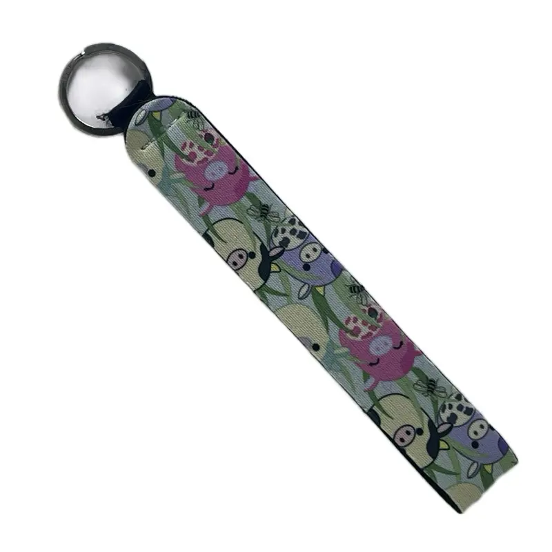 Squishmallow Inspired Cow Squishmallow Sublimation Keychain Wristlet Double Sided
