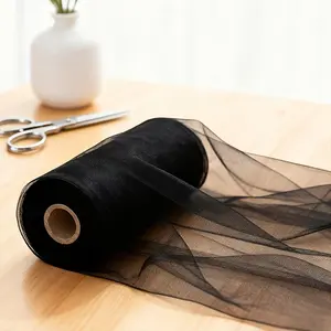 Sheer Fabric Roll 50 Yards, Transparent Material Ideal for Halloween Decorations, Perfect for Haunted House Themes & Stage Backdrops, Semi Sheer Tulle, Elegant Ethereal Tulle