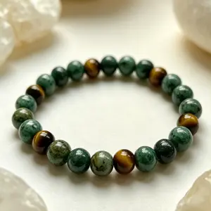 Hcrystyle Earth signs - Natural Tiger's eye stone & African Turquorise combination Designed for Earth signs to enhance Practicality, Steadiness & Solidity energy - Gift for love ones/ friends- birthday/ anniversary gift unisex bracelet men