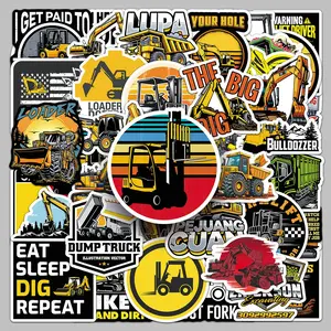 50pieces construction machinery cartoon hard core industrial wind stickers cool trend display cabinet tablet computer decorative stickers Decal Sticker