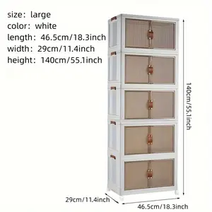 New 1pc 3/4/5 Layer Storage Cabinet, Plastic Containers With Removable Lids For Closet, Pantry, Home Organization Supplies, Storage Bins With Lid Boxes Organiser