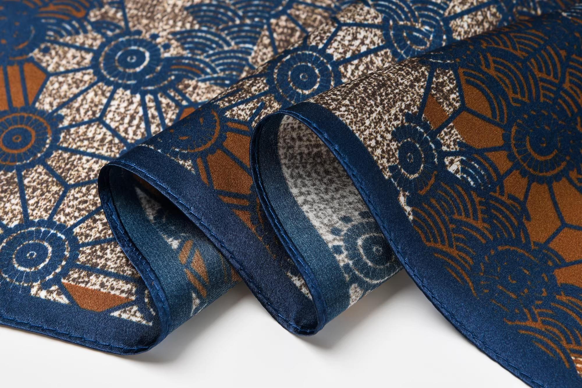 100% Mulberry Silk Genuine Silk bandana scarf Casual Workwear head scarf Japanese Retro Printed Square trending now Scarf Ameicaji Artsy Waist Scarf Versatile Chic Pocket Square easy style