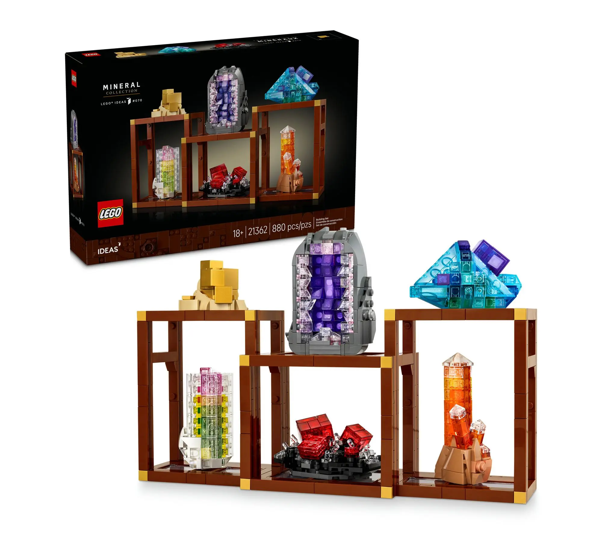 LEGO Ideas Mine ral Collection, Crystal Displa y Shelves, Livi LEGO Ideas Mine ral Collection, Crystal Displa y Shelves, Livi