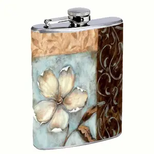 Tuscan Floral Design 8oz Stainless Steel Flask Tuscan Floral Design 8oz Stainless Steel Flask