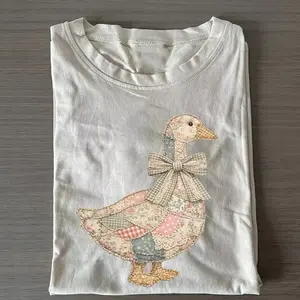 Vintage Patchwork Goose Shirt, Cottagecore Duck Graphic Tee, Cute Floral Farmhouse T-Shirt, Soft Aesthetic Animal Shirt, Gift for Women, Gift for Men, Crew Neck T-shirt, Trending T-shirt