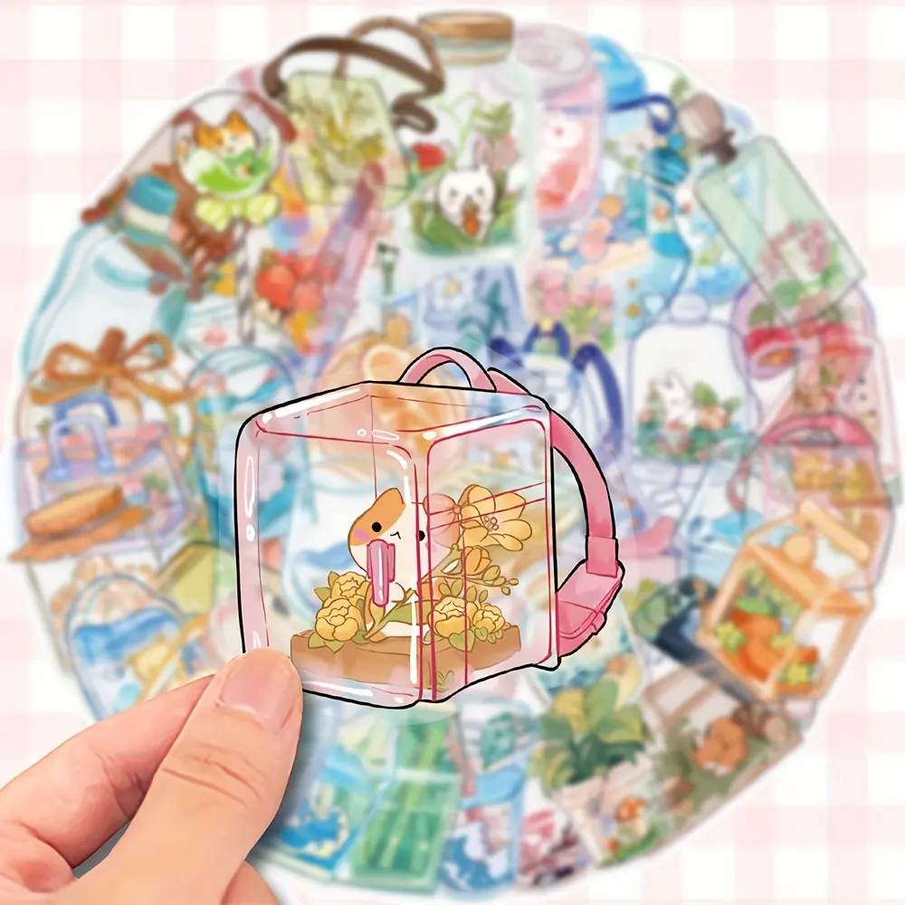 50pcs Vibrant Transparent Vinyl Stickers, Sticker Decal - Perfect for Water Bottles, Laptops, Helmets & More - Ideal for Parties & Events - Aesthetic Stickers, Fun Stickers
