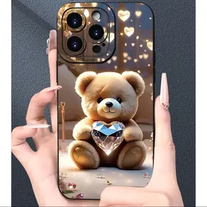 Cute bear pattern phone case for apple iPhone 16PROMAX/16PLUS/16PRO/16/15PROMAX/15PLUS/15PRO/15/14PROMAX/14PLUS/14PRO/14/13PROMAX/13PRO/13/12PROMAX/12PRO/12/11Promax/11Pro/11/Xsmax gift iPhone cases