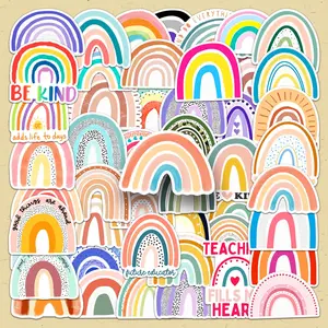 Colorful Rainbow Bridge Pattern Sticker, 50pcs/set Self Adhesive Decorative Stickers, DIY Decals for Scrapbooking, Journaling, Gift Wrapping