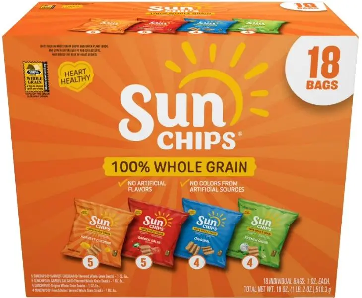 SunChips 100% Whole Grain Snacks, 4 Flavor Variety Pack, 1 oz, 18 Count