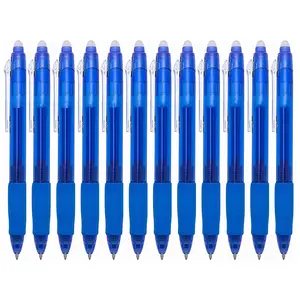 Retractable Clicker Erasable Gel Pens - 0.7mm Ball Point, Heat Erase with Built-in Eraser, 12 Pack