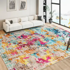 GARVEE 8x10 Area Rug for Living Room, Colorful Modern Abstract Washable Rug with Non-Slip Backing, Ultra-Thin Soft Large Area Rug for Bedroom Dining Room (Colorful Multi, 8'x10')