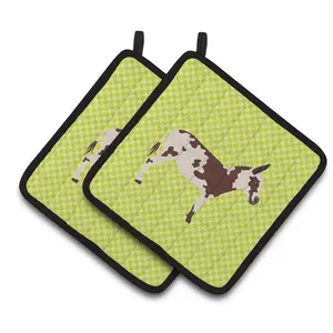 Carolines Treasures  American Spotted Donkey Green Pair of Pot Holders