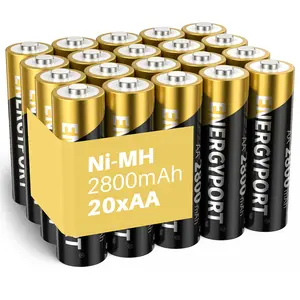 ENERGYPORT 20-Pack Rechargeable AA Batteries 1.2V Rechargeable Ni-MH 2800mAh High Capacity Compatible With Clocks Night Lights