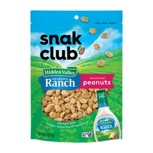 Snak Club Peanuts with Hidden Valley Ranch Seasoning, Roasted Nuts, Resealable Bag, 11 oz