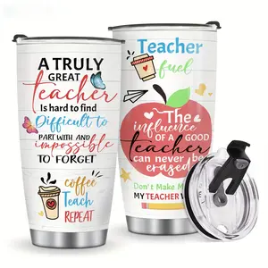 【graduation2026】20 oz Teacher's Insulated Cup Teacher's Day Gift unisex, Good Teacher Influence Travel Cup with Lid, Back to School Teacher Energy Cup, Student Birthday Thank You Teacher Gift, Hot and Cold Dual Use Insulated Cup