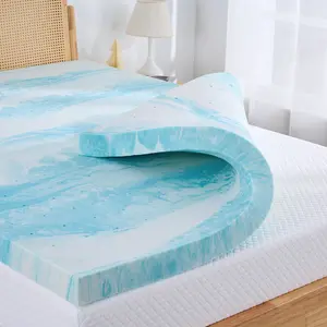 EGO Gel Memory Foam Mattress Topper, Blue - Upgraded Sleep Quality-Perfect Gift for a Cozy Sleep, 2/3 Inch Twin Full Queen King comfty  bed Contour