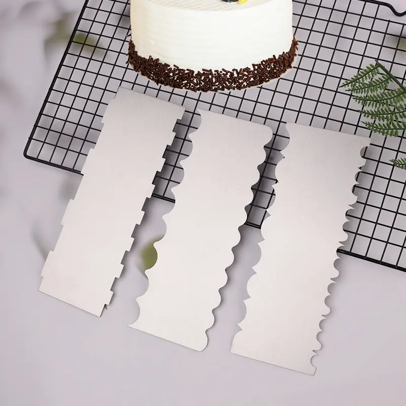 Cake Decorating Scrapers Set, 8 Design Stainless Steel Cake Side Smoothers with Scalloped/Straight/Notched Edges, Baking Tools for Buttercream Frosting & Cake Textures, Pastry Decorating Tools