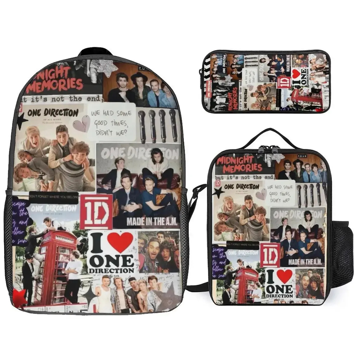 3-Piece Casual Backpack Set - Outdoor Travel Daypack with Lunch Bag (Textiles & Soft Furnishings Collection), Three Pieces