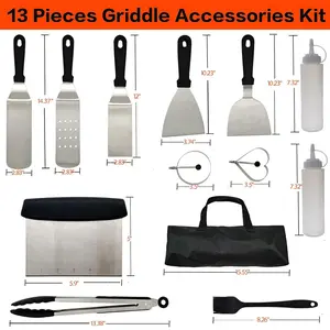 For Blackstone 13PCS Griddle Accessories Kit Grill Tools Set with Carry Bag Stainless Steel Barbecue Utensils for Outdoor Camping & BBQ Kitchenware