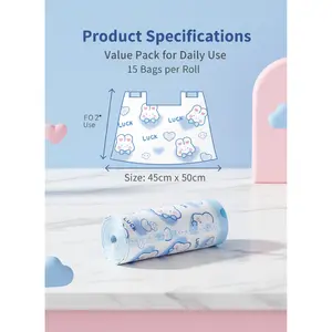Cute Rabbit Print Drawstring Trash Bags - 108 Count 2 Rolls