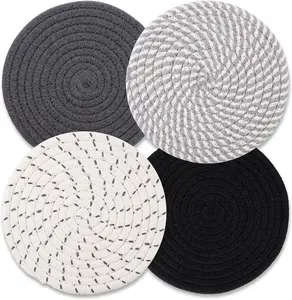 Trivets for Hot Dishes, Hot Pads for Kitchen, 7'' Trivets for Hot Pots and Pans, Pot Holders for Kitchen, Pot Holders Heat Resistant 4-Pcs, Kitchen Essentials for New Home Coasters Silicone Tableware