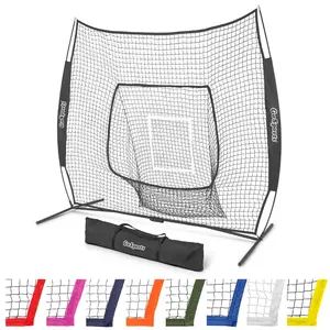 GoSports Team Tone 7 ft x 7 ft Baseball & Softball Practice Hitting & Pitching Net in Team Colors - Black