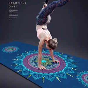 Teal Pink Mandala Rubber Yoga Mat 24” x 70”  Non-Slip Meditation Mat, Microfiber Suede Top, Lightweight 3mm Exercise Mat with Carry Strap