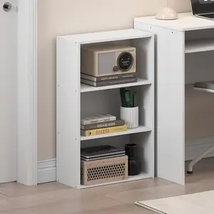 BASIC Bookcase, 3-Tier Bookshelf, Cube Storage Bookcase, 7 x 17 x 26, for Living Room Bedroom Home Office, White