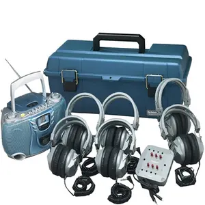 212 MAIN Val-U-Pak Portable Programmable CD Player Audio Listening Center - 6-Station Stereo Speaker System with Audio, Built-in Radio, Headphone Jacks, Repeat Play