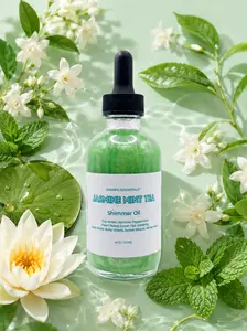 Jasmine Mint Tea Shimmer Oil 120ml - Calming Floral Fragrance with Organic Apricot & Coconut Oil for Radiant Skin Care Karafa Essentials