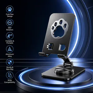 Portable Foldable Phone Stand for Desk, Heavy Duty Metal Holder with 360° Rotation & Strong Support
