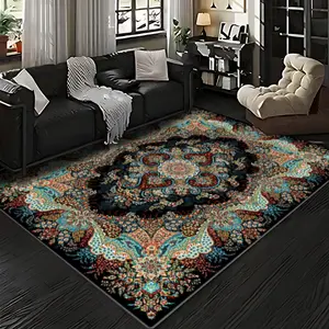 Velvet+Soft and Comfortable  Bohemian Art Retro Paisley Pattern Printed Carpet, Home Decoration Carpet, Living Room Carpet, Sofa Mat, Door Mat, Coffee Table Mat, Bedroom Carpet, Bedside Carpet, Shopping Mall, Coffee Shop, Bohemian Style Rugs