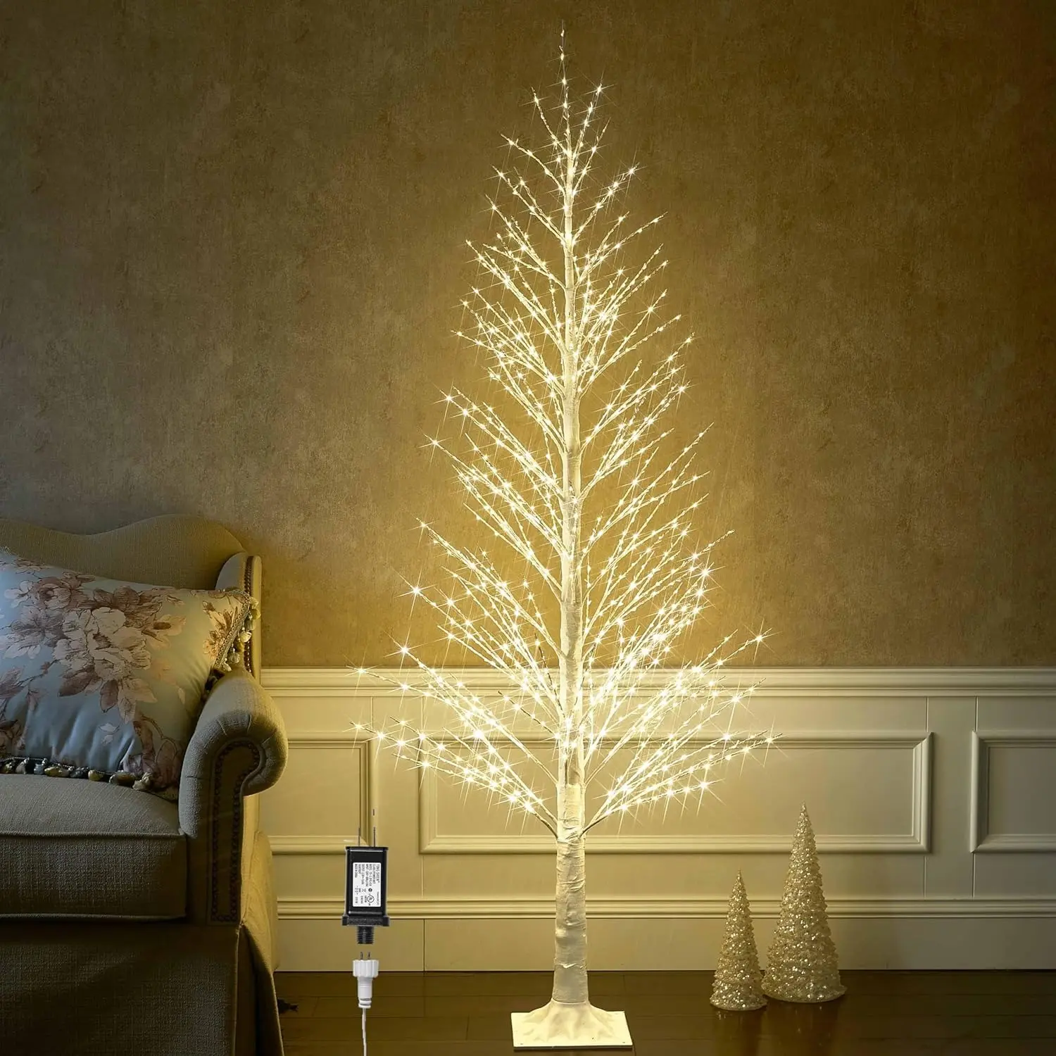 6FT Enchanting Birch Tree with 544 LED Lights, Twinkle Light White Christmas Tree with Timer  for Indoor  Festival Wedding Party Christmas Decorations