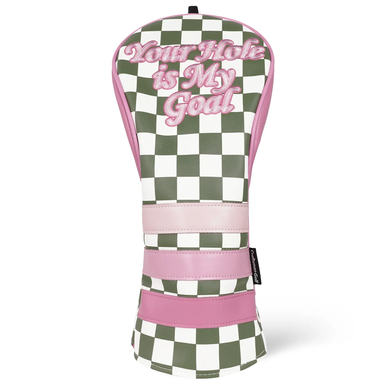 Craftsman Golf Green Plaid Pink Headcovers for Driver Fairway Hybrid Blade, Stylish Design, Popular with Women