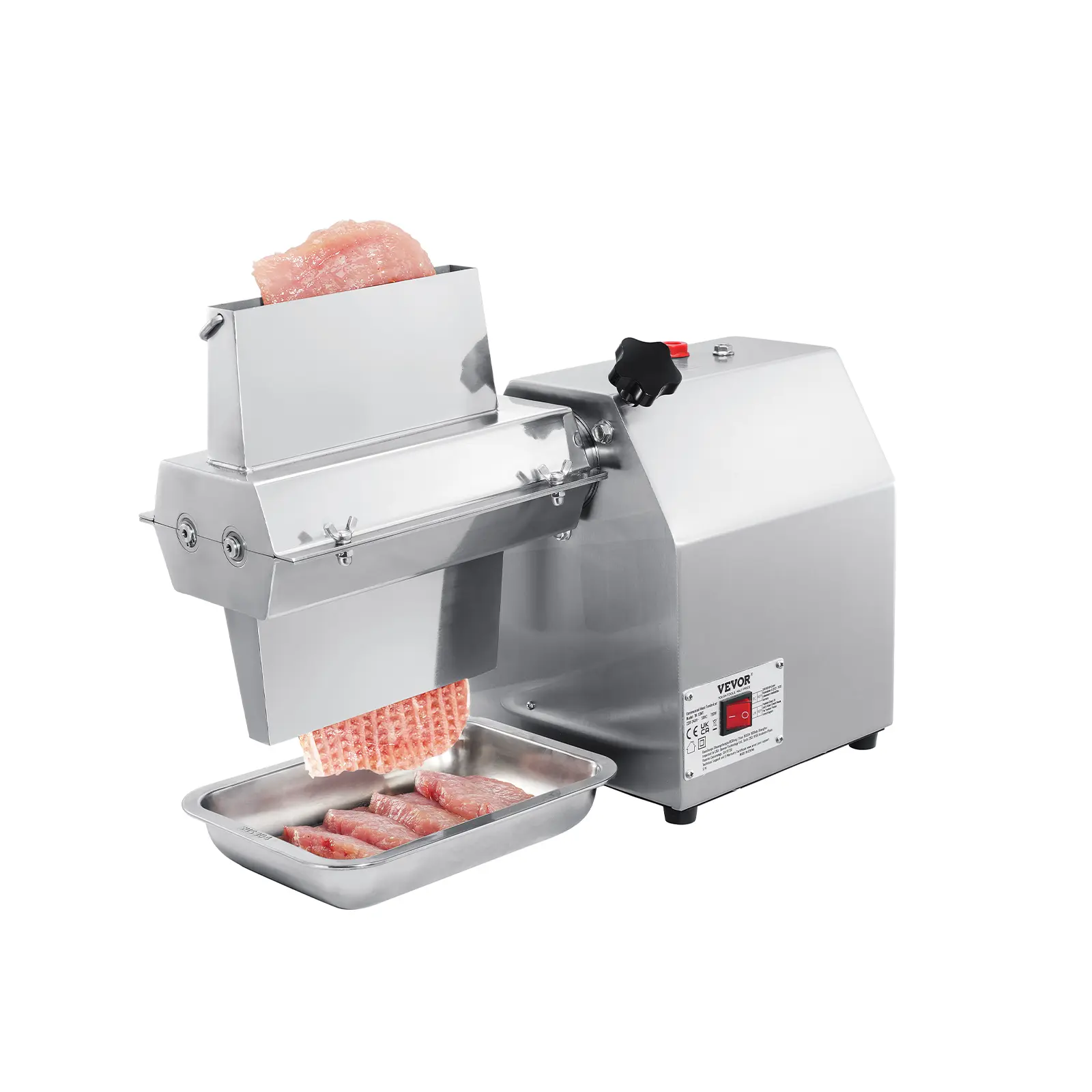 VEVOR Commercial Meat Tenderizer,  Heavy Duty 304 Stainless Steel Kitchen Tool with Meat Tong, Cleaning Brush, and Tray, 750W Electric Meat Tenderizer Machine for Beef, Turkey, Chicken, Pork, and Fish