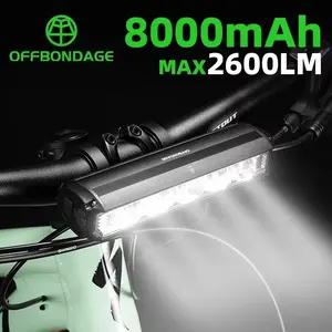 Offbondage Bicycle Front Light, 2600 Lumens Bike Lamp, 8000mah Waterproof Cycling Accessories, Suitable for Mountain Biking Outdoor Riding, Bicycle Parts