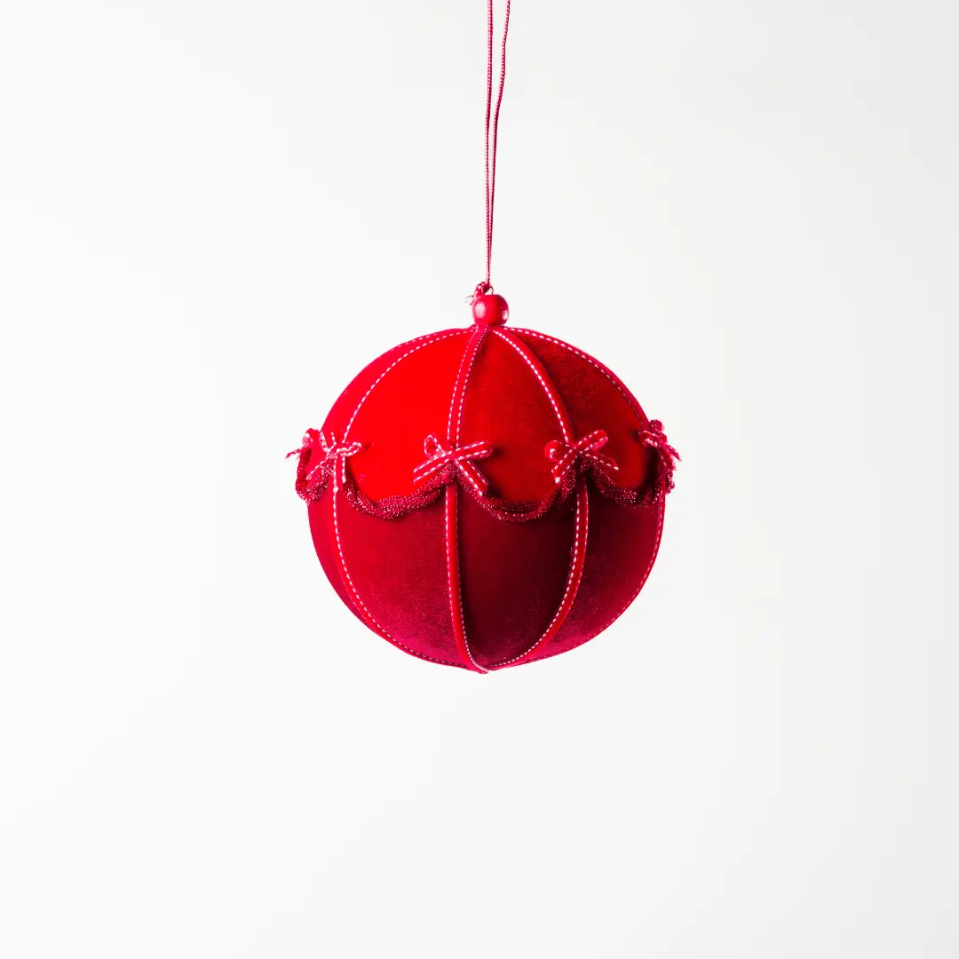 Red Ball Ornament with Bow