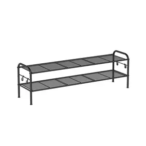 SONGMICS  Wide Metal Shoe Rack with Hooks