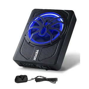VEVOR 10 440W Underseat Car Subwoofer, Slim Powered Car Subwoofers with Blue Ambient Light, Low Profile Audio Sub Under the Seat with Built-in Amplifier, Remote Controller for SUVs, Car, Truck, RV