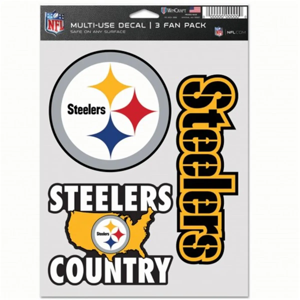 Wincraft Authentic NFL Pittsburgh Steelers Team Logos Sticker Set - Pack of 3 Multi-Use Decals, Sports Collectibles Accessory (Verified Authenticity), Collectors